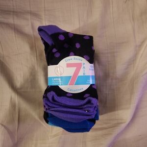 Purple and Blue Crew Socks - 7 Pack